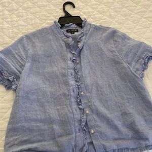 J.Crew Sky Blue Ruffle Top